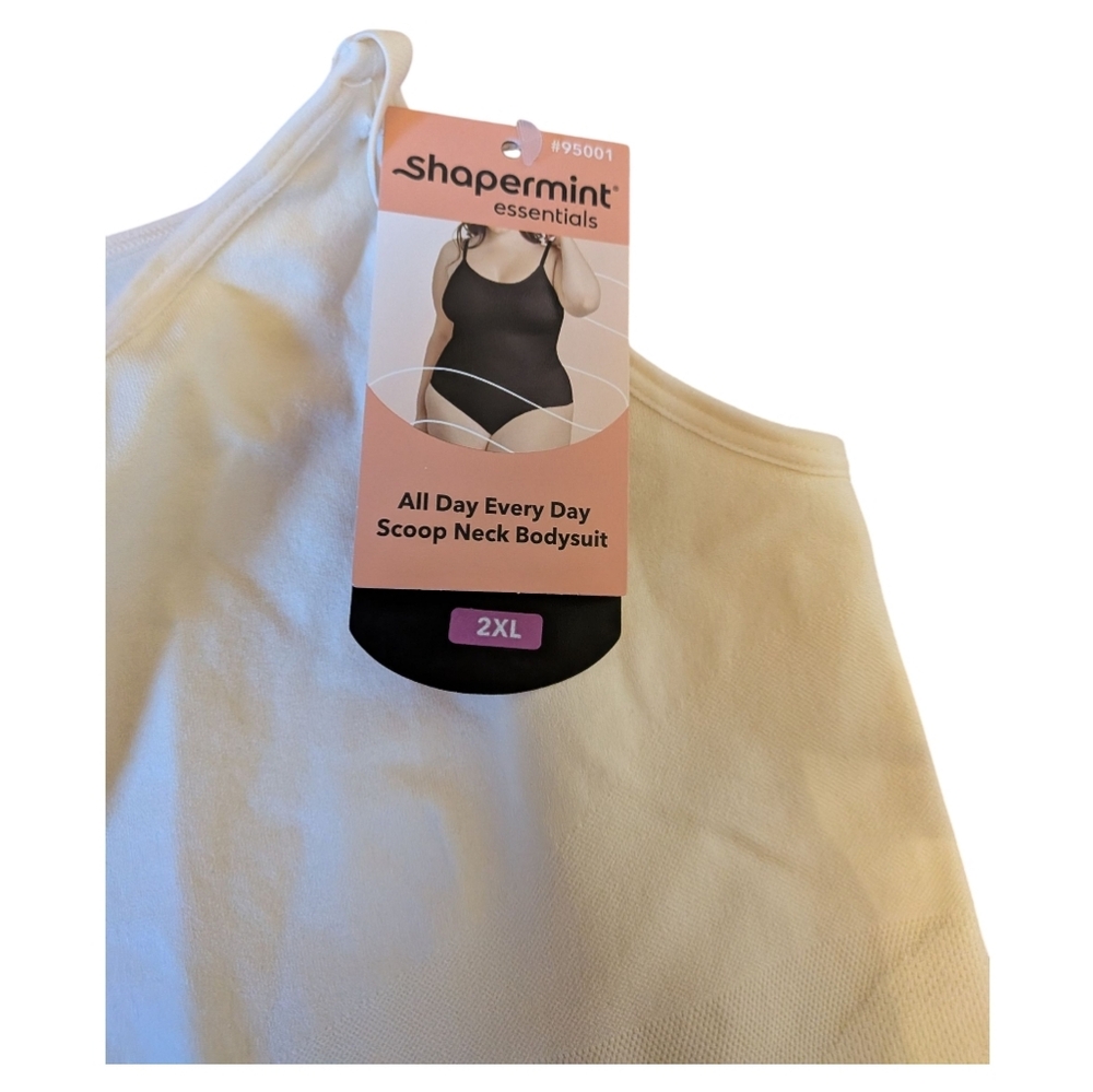 Shapermint Essentials Cream Scoop Neck Bodysuit Sz 2x Nwt